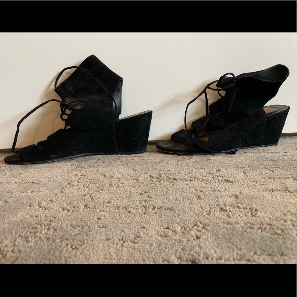 Dolce Vita, black ultra suede lace up sandals